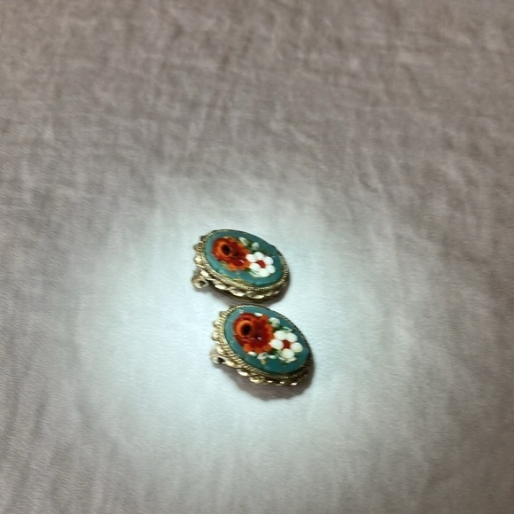 Vintage: Micro Mosaic Clip on Earrings- made in Italy - Picture 6 of 12